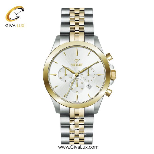 ساعت مچی اورجینال مردانه ویولت VIOLET سه موتوره کرنوگراف طلایی-نقره ای | طلایی-نقره ای| نقره ای| کد رفرنس 0624/2